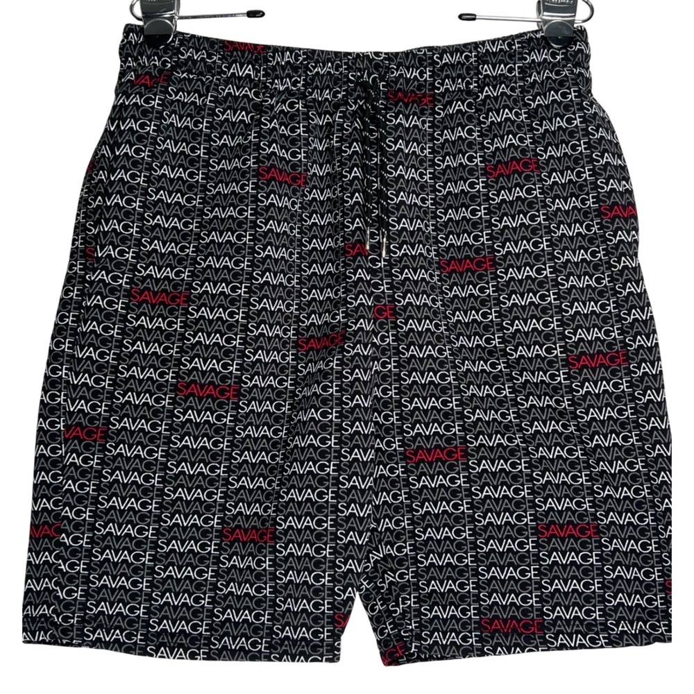 Public‎ Record Mens Savage All Over Print Sweat Shorts Black Red Size L Standard